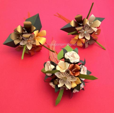 Ramos de novia de papel en origami y papercraft
